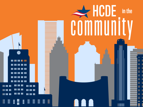  This is an image promoting the HCDE in the Community series